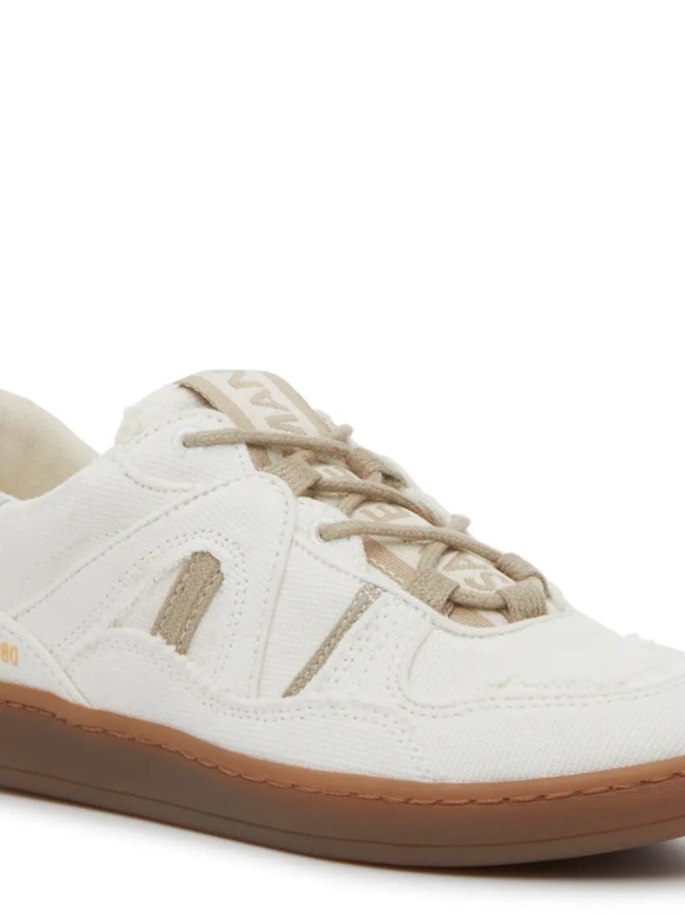 New White Sam Edelman Canvas Sneaker with Tan Accents